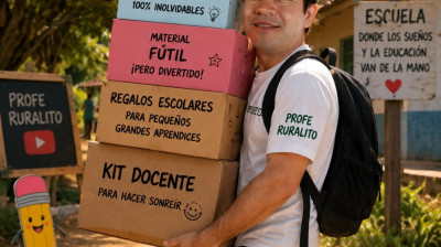 Un amigo nos envía una caja llena de regalos para la escuela