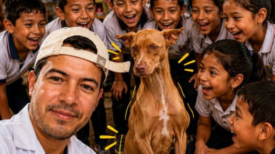 Bruno, el perrito canguro de la escuela